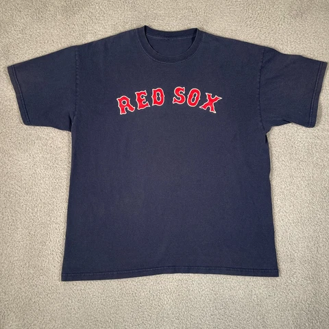 Boston Red Sox Shirt Mens Extra Large Blue Dustin Pedroia #15 Jersey Tee MLB Cover