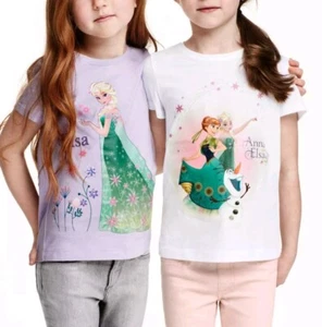Frozen T-Shirt Elsa Anna Purple White CottonLot of 2 HM Size 1.5Y-2Y 18-24m - Picture 1 of 1