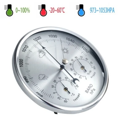3 in 1 Weather Station Thermometer Hygrometer Barometer Indoor Outdoor 13 cm - Image 1 of 4