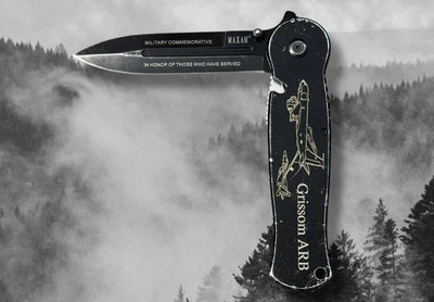 MAXAM GRISSOM ARB Military Double-Edge Spear Point Black Pocket Knife  - Image 1 of 4