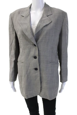 Blazer Escada Mujer Gris Cuadros Lana Cuello Botón Manga Larga Años 80 Talla 40 Foto 1 de 4