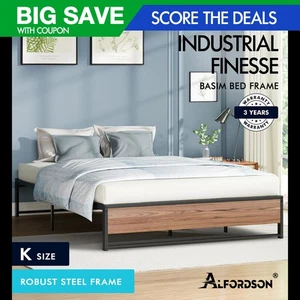 ALFORDSON Metal Bed Frame King Size Mattress Base Platform Foundation Wood - Picture 1 of 12