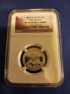 2012 S SILVER VOLCANOES PF 70 ULTRA CAMEO QUARTER - Picture 1 of 2
