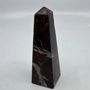 Pakistan Red Marble Stone Obelisk Decorative Sculpture 5” Tall Paperweight - Picture 1 of 5