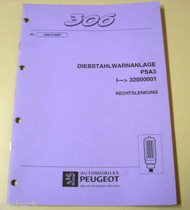 Manual de Taller Peugeot 306 Sistema Antirrobo PSA 3 Rechtslenkung St. 04-97 - Imagen 1 de 1