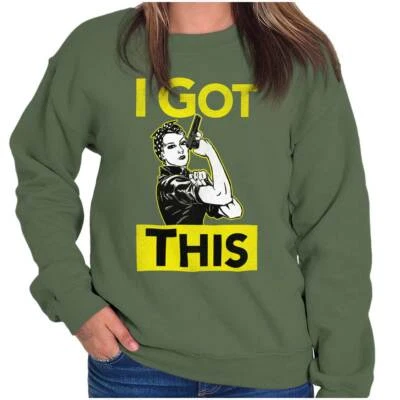 Retro Rosie the Riveter Pro Guns I Got This Mujer Cuello Redondo Sudadera Pullover Foto 1 de 4