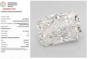 Diamante coltivato in laboratorio radiante 8,01 per anello di fidanzamento certificato IGI G VS2 - Foto 1 di 10