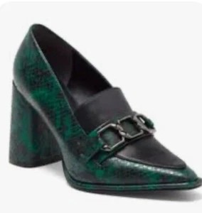 New Nordstrom Rack | Oslo Green & Black Snake Print Heel Pointed Loafers Sz 9.5 - Picture 1 of 5