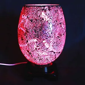 Electric Wax Melt Oil Burner SWIRL FUCHSIA V LARGE MOSAIC GLASS INC HEAT CONTROL - Picture 1 of 4