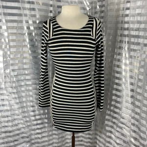 Luca Couture Black/White Stripe Long Sleeve Dress  - Picture 1 of 5