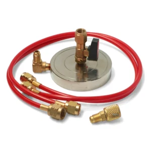 SUPPORTO PIATTELLO 1/4 e 5/16 per BOMBOLA GAS REFRIGERANTE R410 R134 etc - Foto 1 di 1