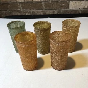Vtg Spaghetti String Drizzle Tumbler Drinking Glasses (5) 12oz Mid Century RAM - Picture 1 of 8