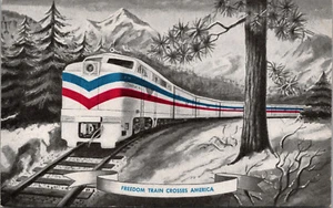 Freedom Train - w/ Constitution Declaration of Independence etc - Postcard 1948 - Picture 1 of 2