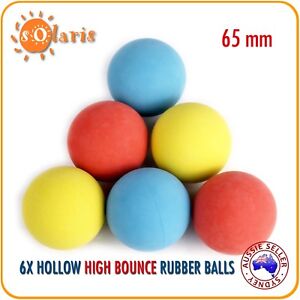 6x 65mm High Bounce Hollow Rubber Balls for Children Handball Wallball Game Toy