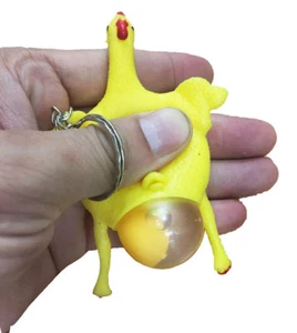Egg Laying Chicken Squeezable Stress Keychain US Seller fast shipping - Picture 1 of 4