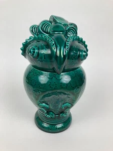 RARO Barattolo/Biscottiera Meiselman Italia Ceramica Verde GUFO Alto 10", con etichetta - Foto 1 di 13