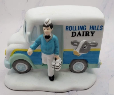 Camión de leche láctea Rolling Hills miniatura de cerámica con lechero Foto 1 de 4
