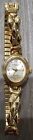 LA Express Women Watch Gold Tone Oval Face Frosted Band New Battery 6.75"