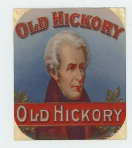 Andrew Jackson - Viejo imán refrigerador etiqueta de cigarro nogal sobre metal - Imagen 1 de 1