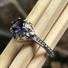 Natural 1Ct Iolite Water Sapphire 925 Solid Sterling Silver Filigree Ring Sz 6