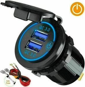 Encendedor de cigarrillos para automóvil de 12 V USB doble puertos de control de calidad cargador rápido adaptador de alimentación - Imagen 1 de 18
