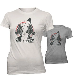 Damen T-Shirt Lady Fit Best Style - Miami Surf Club Beach Wave SurfBoard SC24720 - Picture 1 of 1