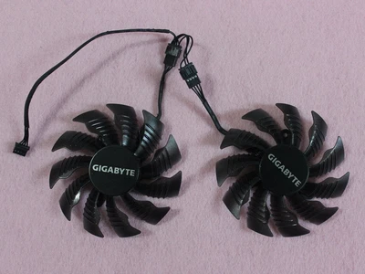 Pair Fans Cooler Fan For GIGABYTE GTX 960 R9 380 380X 390 390X PLA09215S12H 87mm - Image 1 of 4