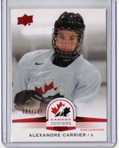 ALEXANDRE CARRIER /15 Upper Deck Team Canada Juniors #/199 Exclusives #27 Rookie - Picture 1 of 2