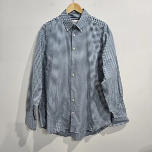 Charles Tyrwhitt Mens Button Up Shirt Size 43 Classic Fit Non Iron Blue Gingham - Picture 1 of 10