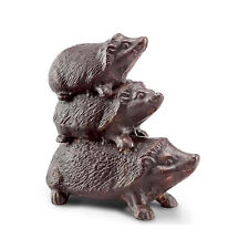 Stacked  Hedgehog Trio 10 x 9.5 Cast Iron  Garden  Statue Sculpture