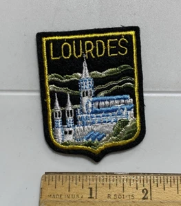 Domain of Our Lady of Lourdes France Souvenir Embroidered Black Felt Patch Badge - Picture 1 of 3
