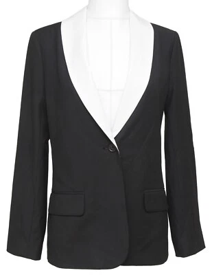 Chaqueta Blazer ELIZABETH AND JAMES Negra Cuello Blanco Manga Larga Talla 4 Foto 1 de 4