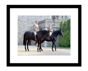 Ronald Reagan und Queen Elizabeth II Foto 8x10 Druck zu Pferd England UK - Bild 1 von 2