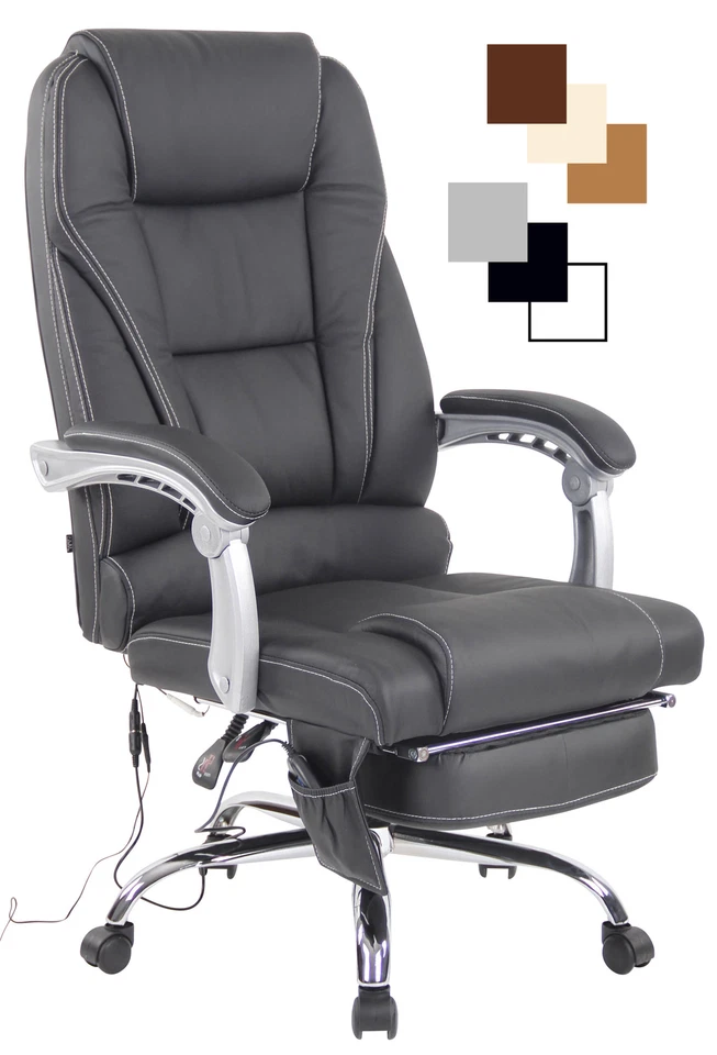 Bürostuhl Pacific Echtleder mit Massagefunktion Schreibtischstuhl Computerstuhl - Bild 1 von 1
