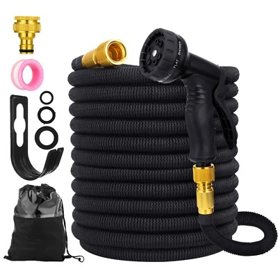 8pc 30m 100FT Expandable Garden Hose Set with Spray Nozzle for Outdoor Use - image 1 of 4