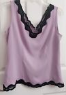 Doncaster Collection Lilac Black Lace 100% Silk Tank Top 8
