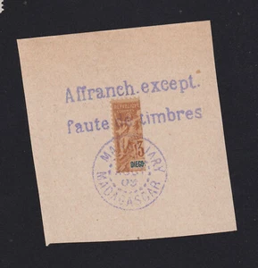 Timbre de Madagascar colonie, N° 92B, moitié de 30 c (D) Groupe sur fragment ❤️ - Imagen 1 de 1