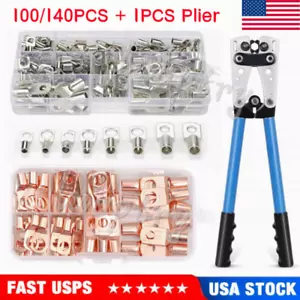 140PCS Fermacavi Anello Rame Crimpare Terminale/Pinza Auto Batteria Fili Connettori - Foto 1 di 17