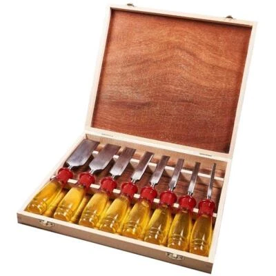 SPLIT PROOF CHISEL SET 8PC HSS WOOD LATHE CARVING CHISEL SET WOOD TURNING E0610 - Image 1 of 4