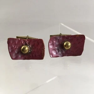 Hammered Copper Abstract Brutalist Cufflinks Ball Red Modernist Artisan VTG H1 - Picture 1 of 8