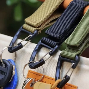 1x Schwarz Taktischer Nylon Gürtel Keychain Karabiner Schnalle Haken - Bild 1 von 5