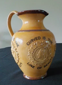 Royal Doulton Lambeth Bacchus Motto Jug, "Curved Is The Line", 8"T - Picture 1 of 7