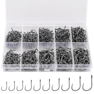 500PCS/100PCS ReeMoo Premium Fishing Hooks 10 Sizes/4 Sizes Carbon Steel Fish... - Picture 1 of 7