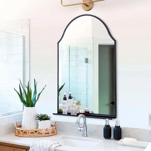 Chende Black Mirror for Bathroom, 30''X20'' Arch Mirror with Shelf, Matte Black - Foto 1 di 9