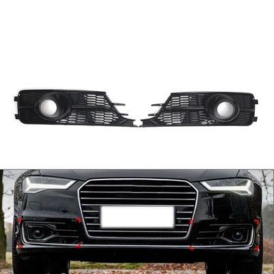 Cubierta de rejilla de luz antiniebla delantera izquierda derecha con orificio ACC para Audi A6 C7 2016-2018 Foto 1 de 4