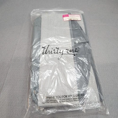 Thirty-One Your Way Display Bin in Light Grey Crosshatch New Retired - Image 1 of 4