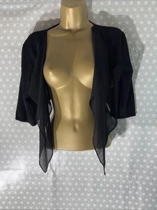 Womens Coast Small Plain black Thin Knit Short Sleeve Cropped Cover Up Cardigan - Picture 1 of 6