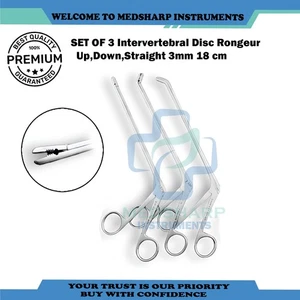 Laminectomy Intervertebral Disc Rongeur 3 PCs Set Up,Down,Straight 3mm 18 cm - Picture 1 of 3