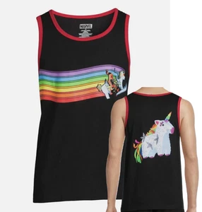 MARVEL Deadpool Shirt Rainbow Pride Unicorn Tank Top - Graphic Tee NEW W/ TAGS - Picture 1 of 1