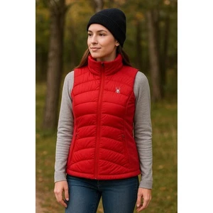 Spyder Women's Red Down Puffer Vest LG Lightweight Zip-Up Quilted Outdoor Layer - Picture 1 of 9